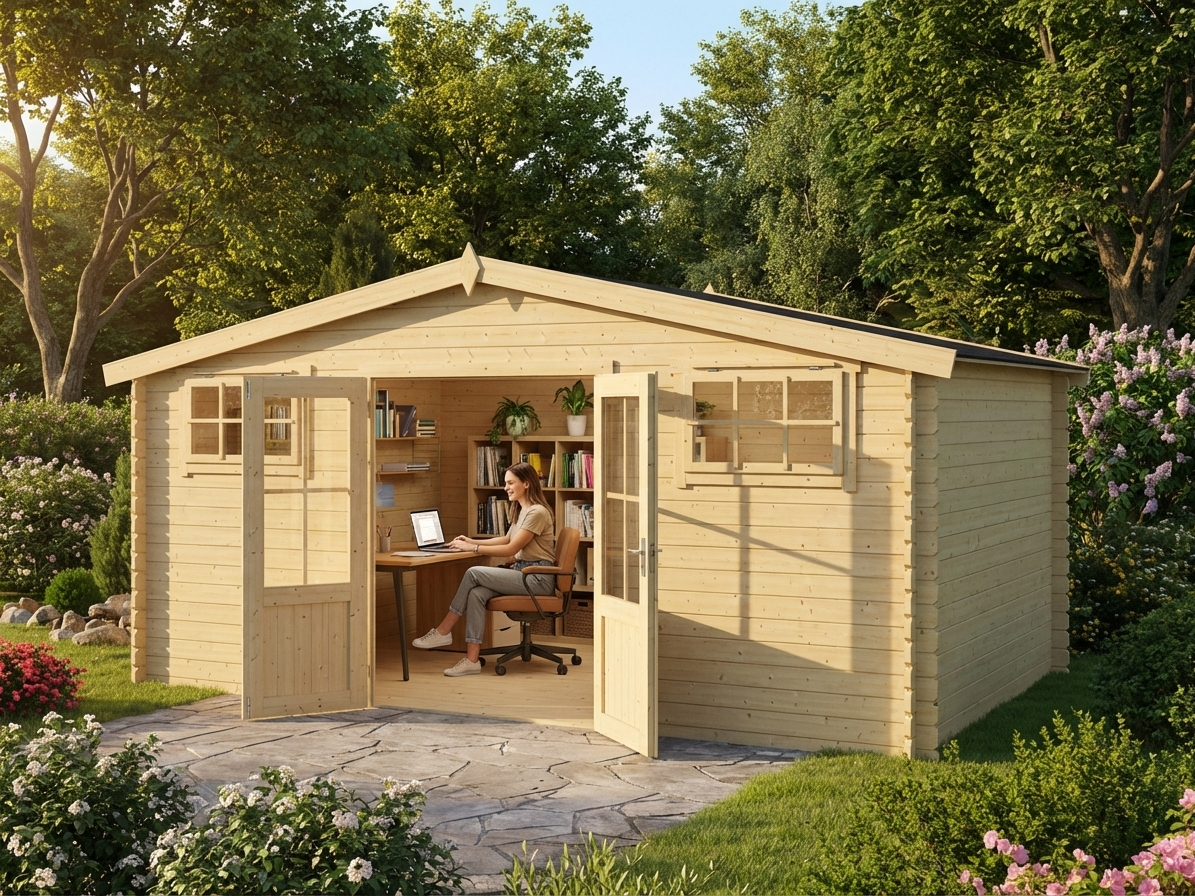 Wooden shed made of Nordic Spruce in natural finish - view 3