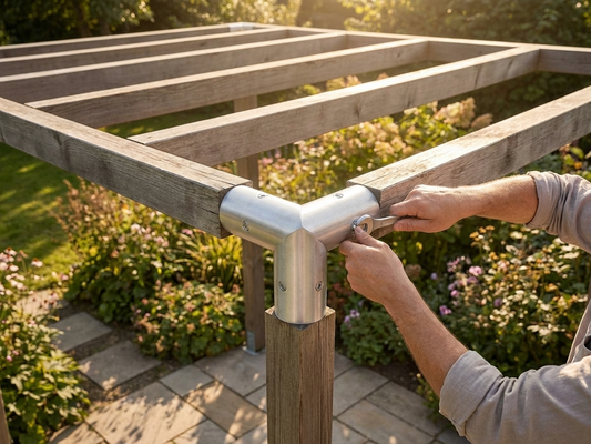 Steel connector in silver, galvanised for industrial use - product detail