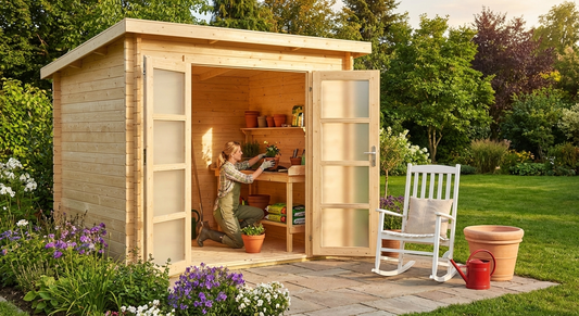 Natural Wooden Shed made from Nordic Spruce for garden storage - product detail