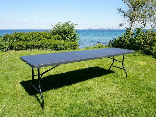 Black folding table 240x76x74 cm for commercial use - product detail