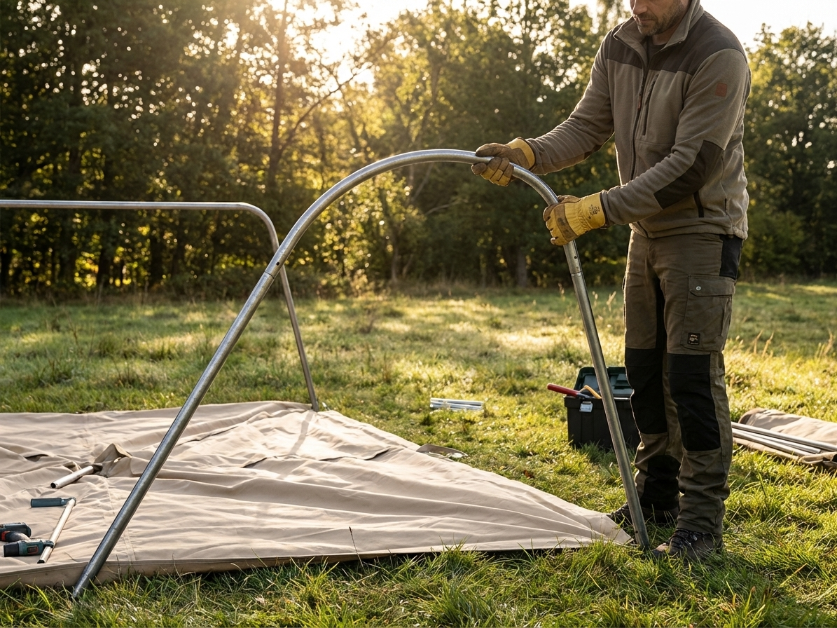 Corner Arch for Storage Tent, Silver Galvanised Steel - view 3