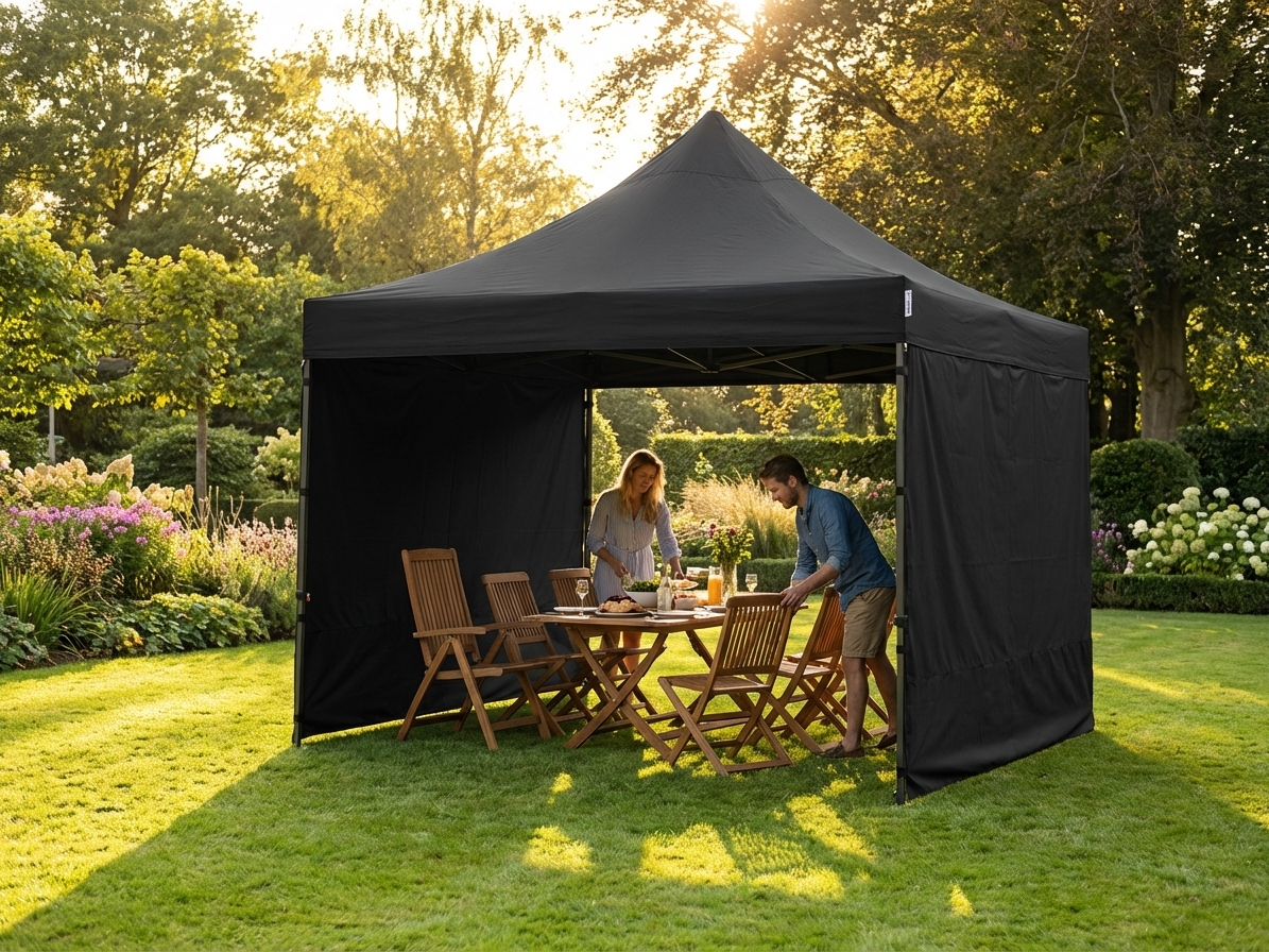 Black pop-up gazebo with aluminium frame 4x4m for outdoor events - view 3