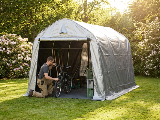 Grey storage tent 2x3x2 m polyethylene and steel for outdoor use - product detail