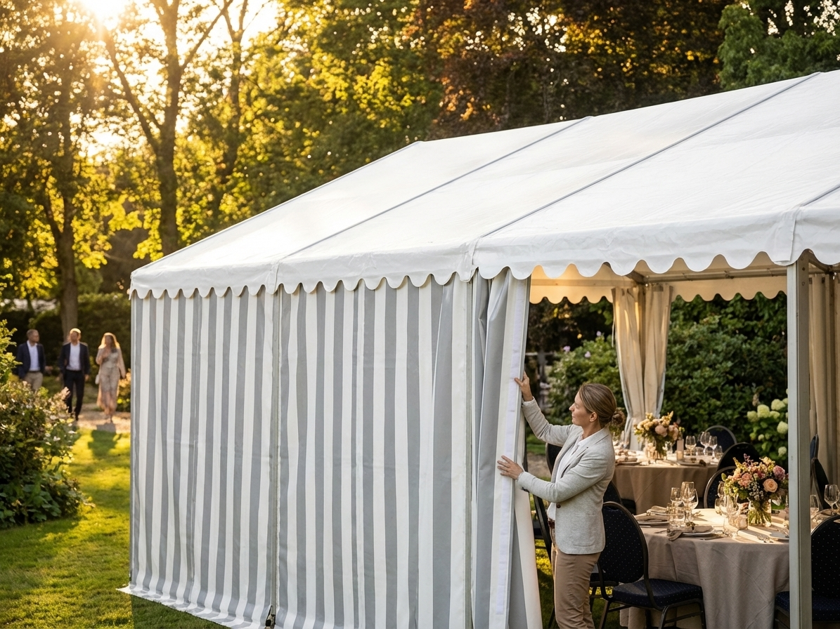 Marquee roof cover in White/Grey, strong PVC, for outdoor events - view 3