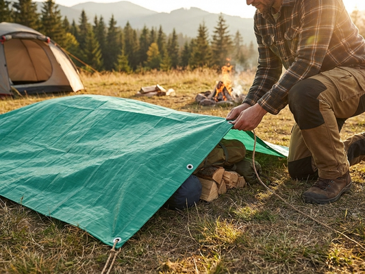 Green tarpaulin 10x20 m for outdoor use, PE material - product detail
