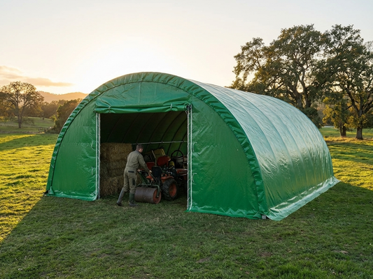 Arched Storage Tent in Green PVC for Outdoor Use - product detail