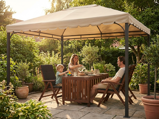 Sand coloured gazebo roof 3x4 m for outdoor use - product detail