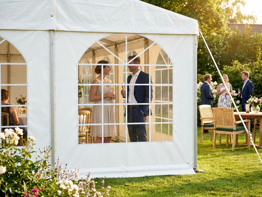 White PVC marquee sidewall for outdoor events - product detail