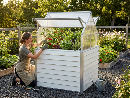 Mini Greenhouse 1.2x1.2 m White with Polycarbonate Panels - product detail