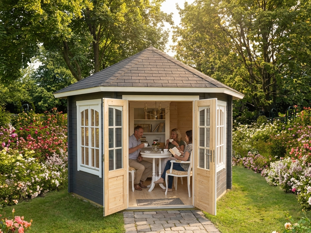 Wooden gazebo in dark grey made from Nordic Spruce - view 3