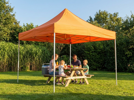 Orange pop-up gazebo with aluminium frame for outdoor events - product detail