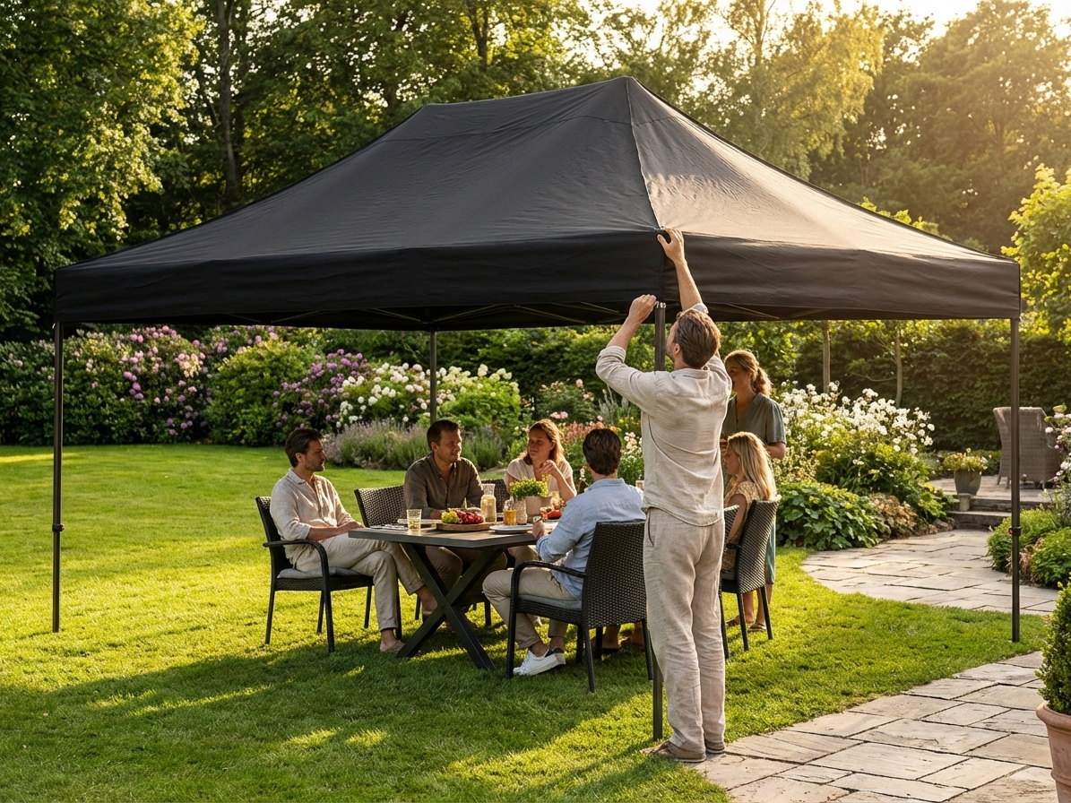 Black gazebo roof cover in 3x6m size, flame retardant - view 3