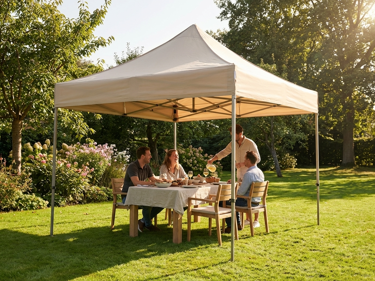 Pop up gazebo with steel frame in latte colour for outdoor use - view 3