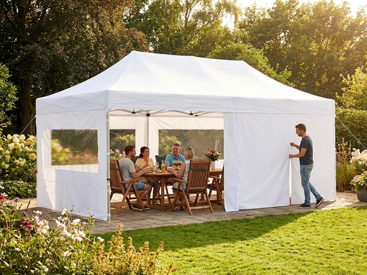 White Pop Up Gazebo Sidewall Kit 4x8m for outdoor events - view 3
