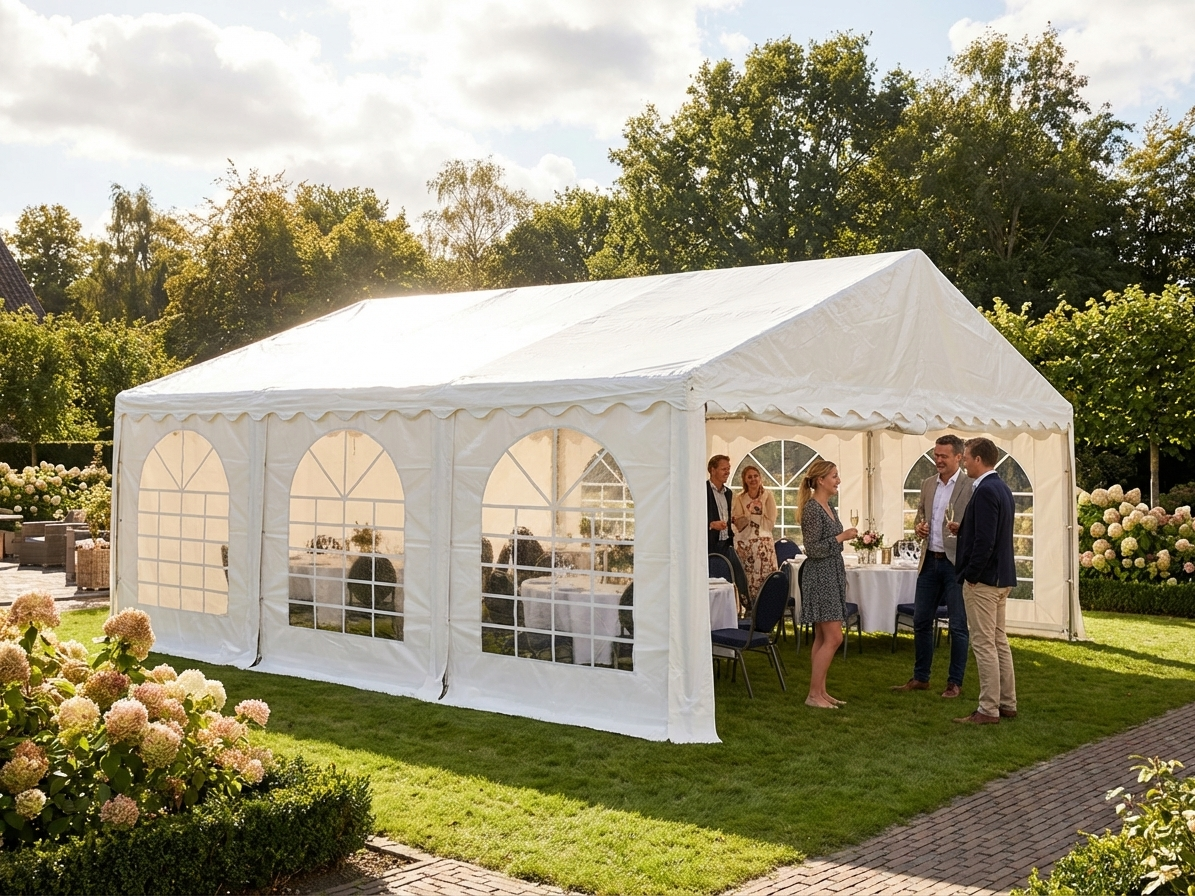White 7x7m marquee with PVC and steel for events - view 3