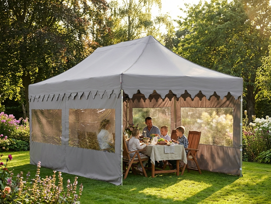 Pop up gazebo in latte colour with aluminium frame for outdoor events - product detail