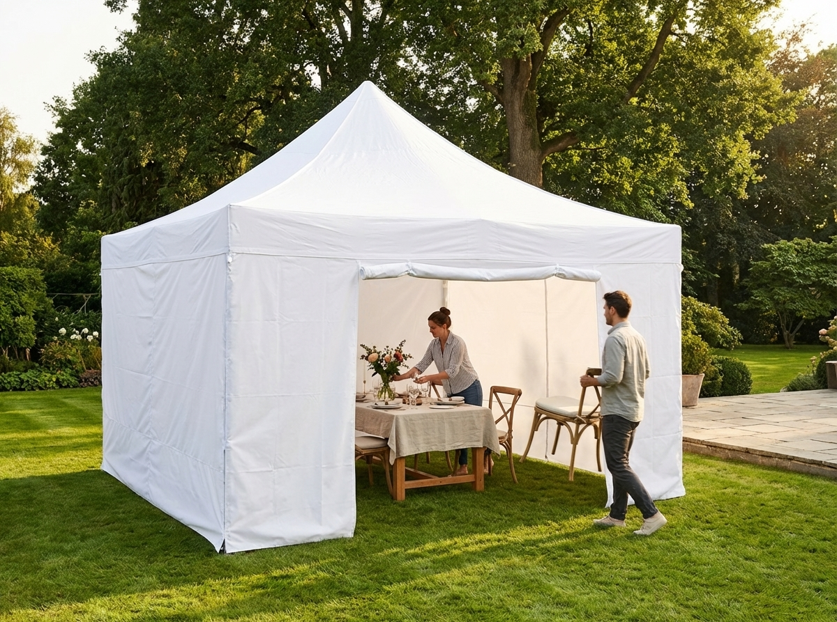 White pop-up gazebo with aluminium frame, ideal for outdoor events - view 3