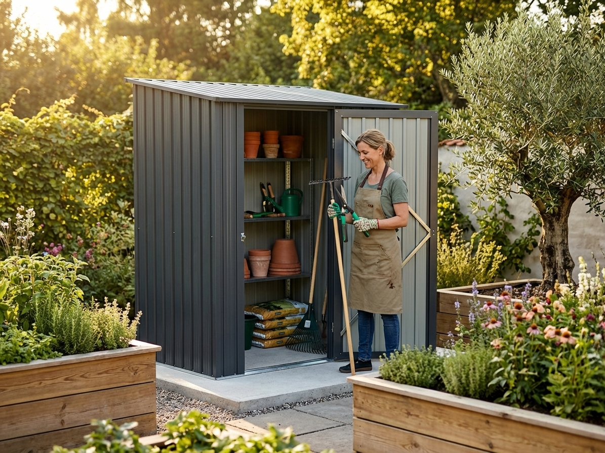 Anthracite garden shed for outdoor storage - view 3