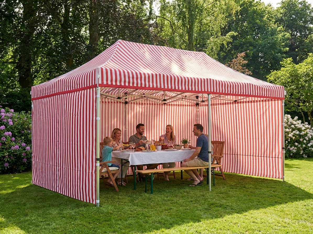Pop up gazebo 3x6m white and red with aluminium frame for outdoor events - view 3