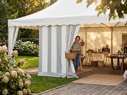 4m White/Grey PVC Endwall with narrow door, suitable for indoor and outdoor use - product detail
