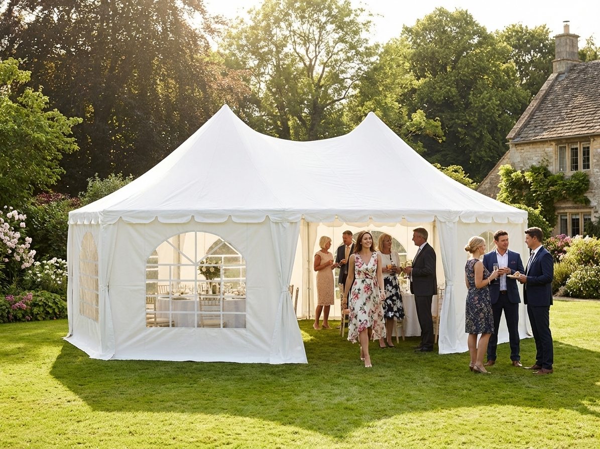White marquee 6.8x5m with PVC/polyester and steel frame for outdoor events - view 3