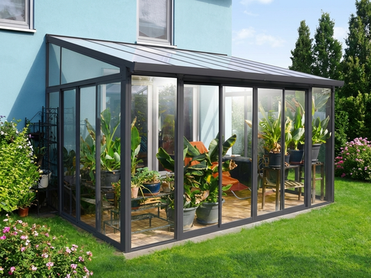 Polycarbonate conservatory in anthracite with aluminium frame - product detail