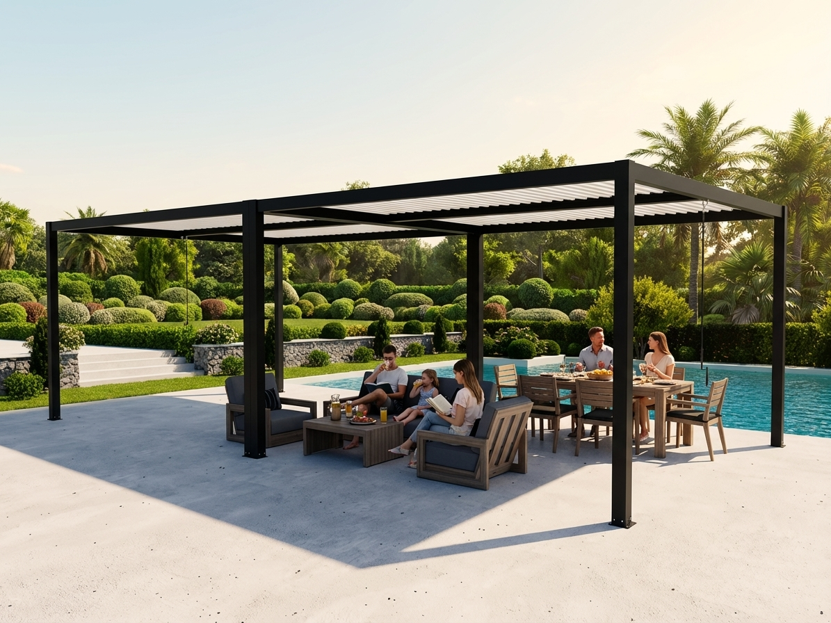 Bioclimatic Pergola Gazebo in Black/White for garden and patio - view 3