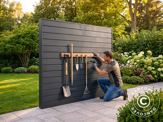 Rear panel for metal shed extension in anthracite, galvanised steel - product detail