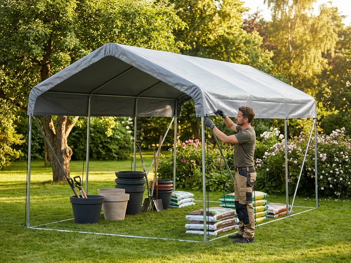 Grey 4x10 m Roof Cover for Storage Shelter - view 3
