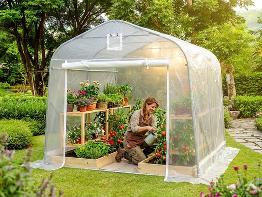 Transparent polytunnel greenhouse 2.4x2.4x2 m, ideal for gardening - product detail