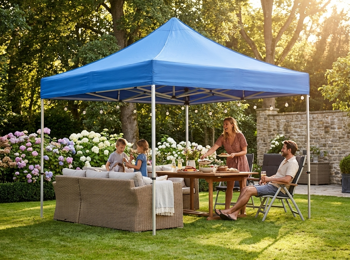 Blue pop up gazebo with aluminium frame, 4x4 m size for outdoor use - view 3