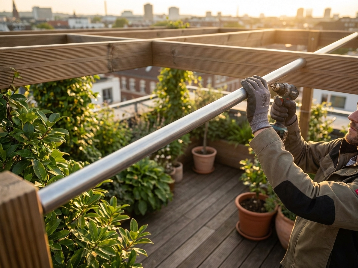 Galvanised steel roof tube with 38 mm diameter in silver - view 3