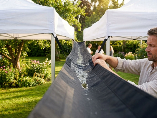 Black raingutter for FleXtents, 8 metres long, waterproof - product detail
