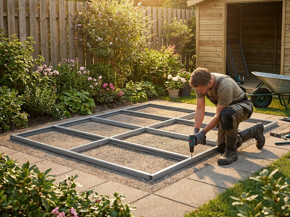Steel floor frame for garden shed, silver, durable and sturdy - view 3