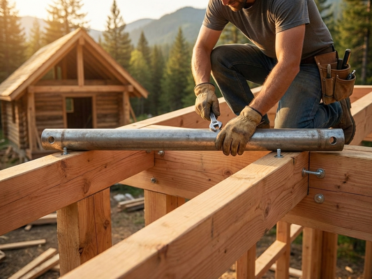 Galvanised steel tube for roof support, 1.88m length, silver - product detail
