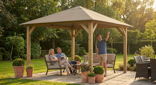 Dark Beige Gazebo Canopy 4x4m for Outdoor Use - product detail