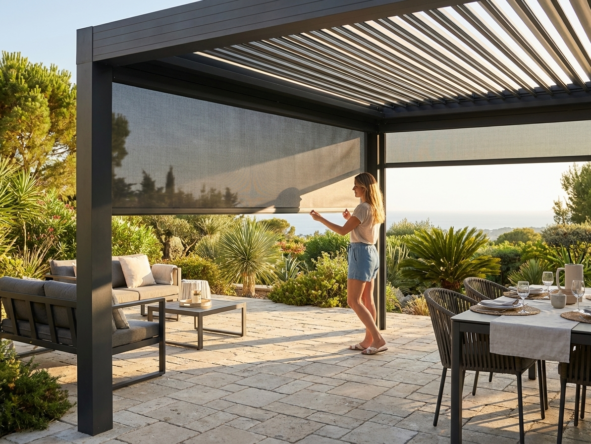 Dark Grey Pergola Sidewall Screen for Outdoor Use - view 3