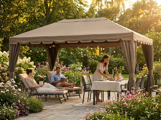Dark beige gazebo roof cover 3x4m for outdoor use - product detail