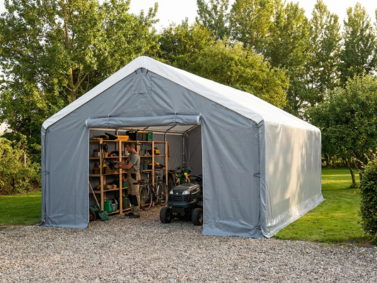 Storage Shelter 7x14m White/Grey PVC Steel for Industrial Use - product detail