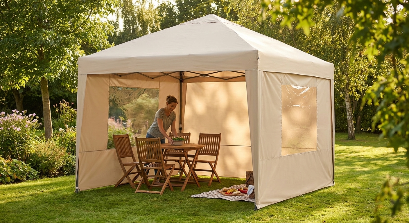 Pop up gazebo with steel frame in latte 4x4 m for outdoor events - view 3