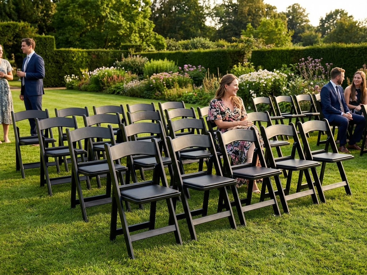 Black padded folding chairs suitable for commercial use - view 3