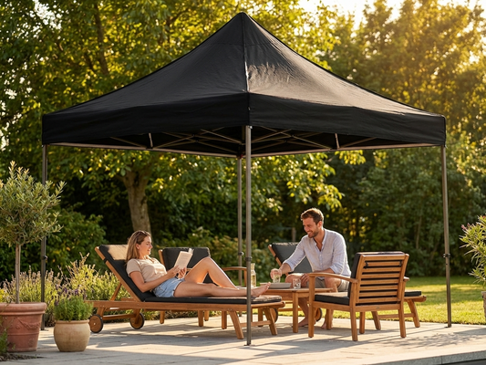 Black gazebo roof cover 3.5x3.5 m with polyester PVC backing - product detail