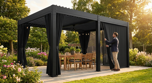 Black mosquito net sidewalls for gazebos - product detail