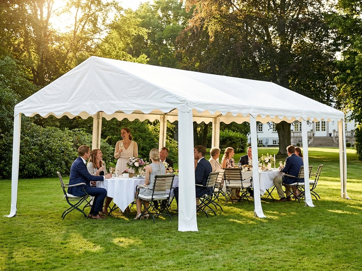Marquee roof cover 4x10 m in white PVC for outdoor events - view 3
