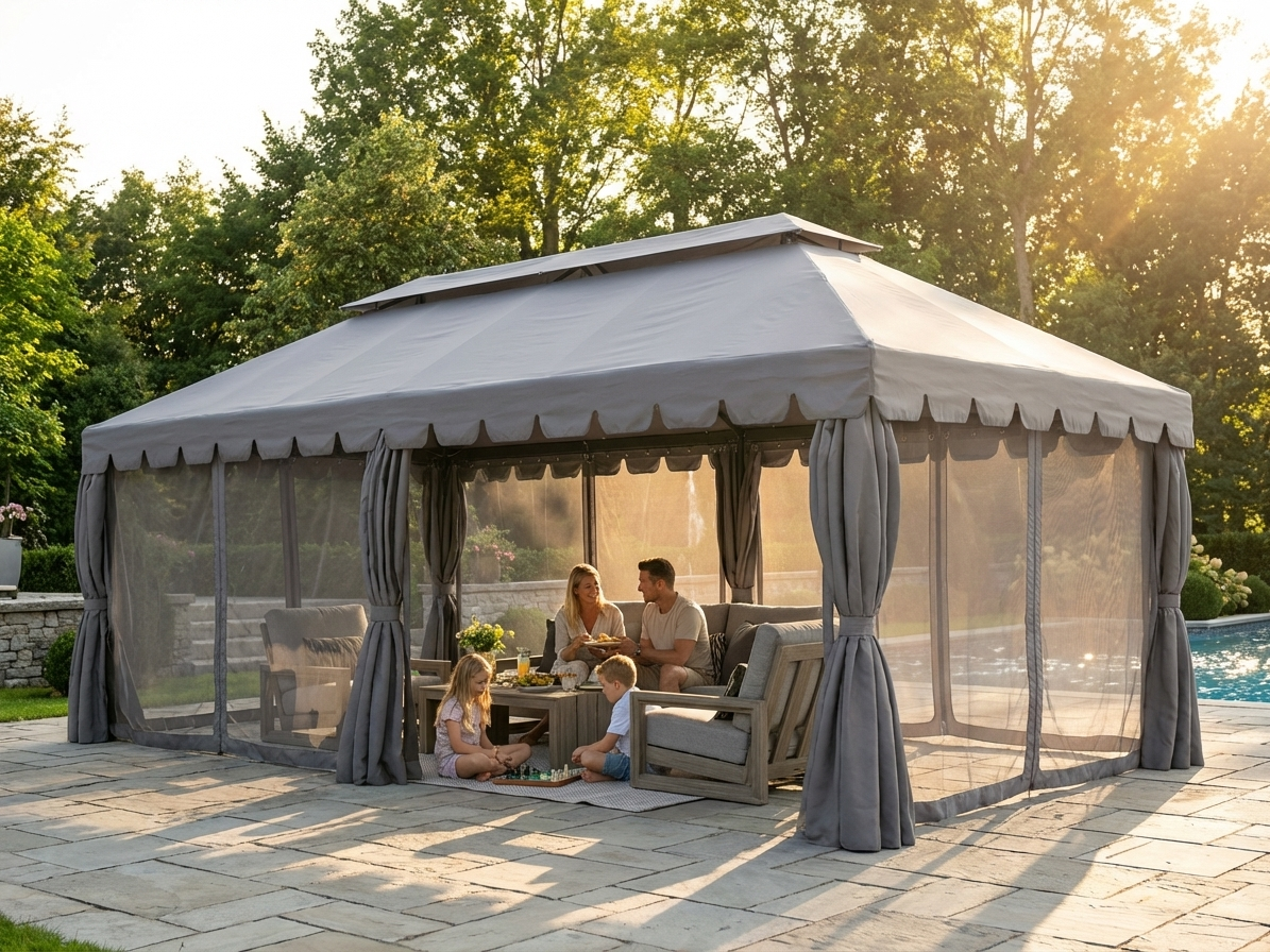 Grey gazebo 3x6 m for outdoor events - view 3