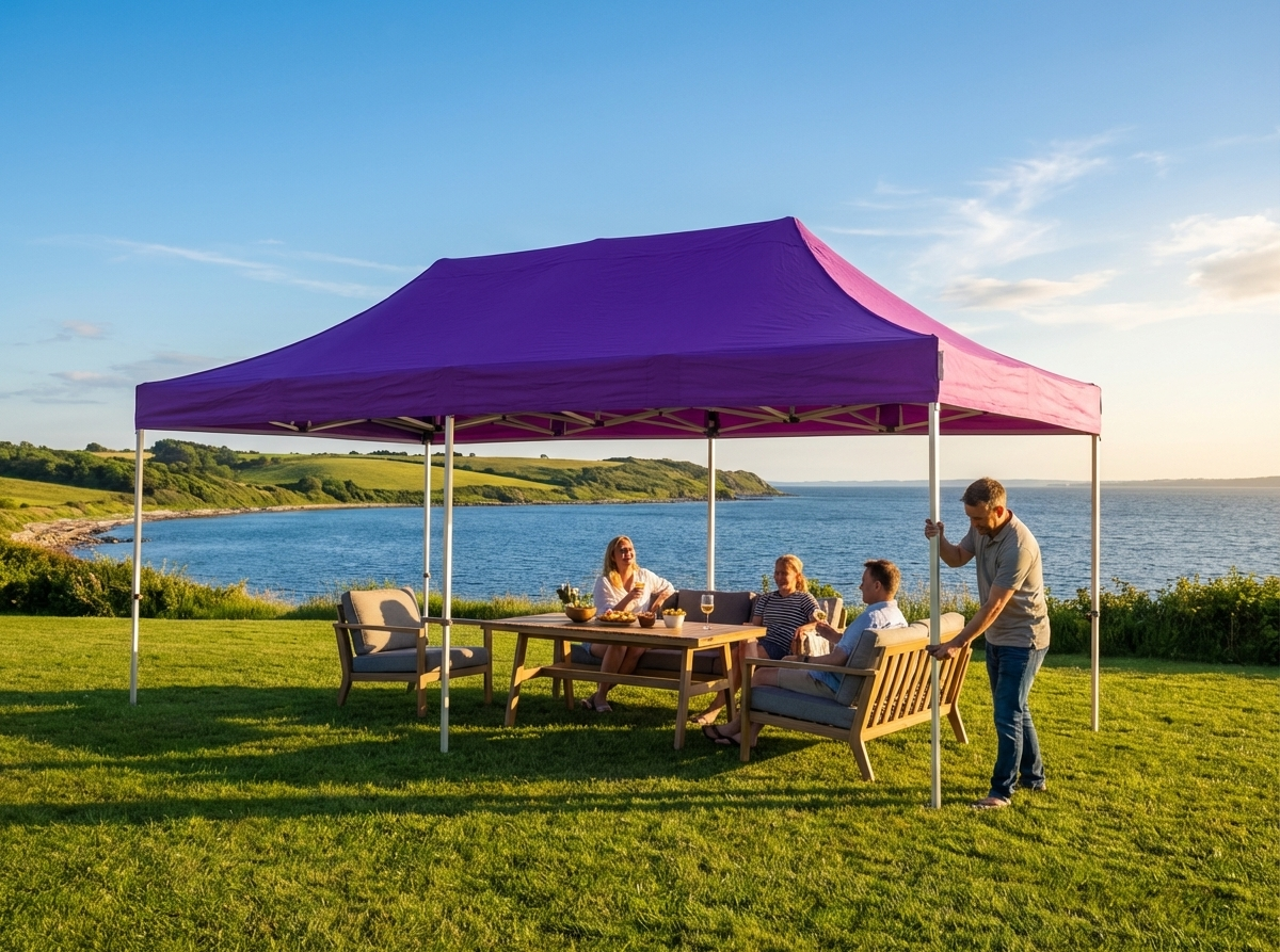 Pop up gazebo 3x6 m purple for outdoor events - view 3