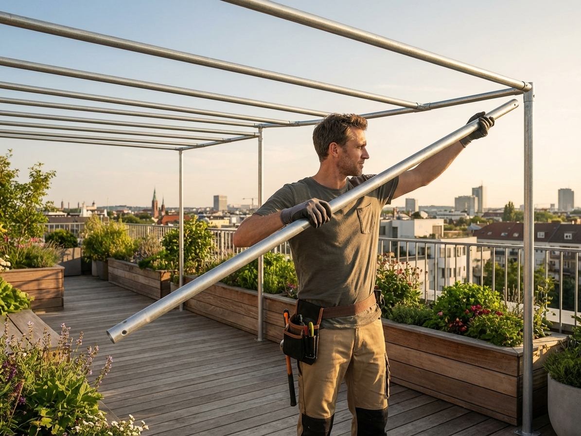 Galvanised steel tube for roofing support in silver - view 3
