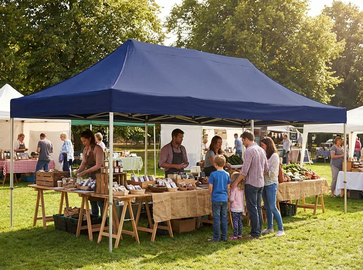 Pop-up gazebo 3x6 m dark blue with aluminium frame - view 3