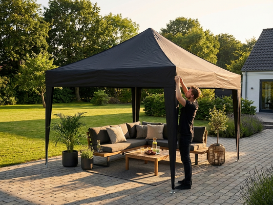 Black 3x3 metre marquee roof cover made from PVC and polyester - product detail