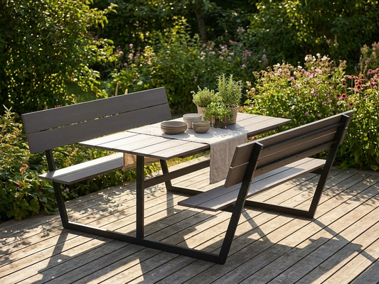 Picnic table in Black/Anthracite with a polystyrene top and steel frame - product detail